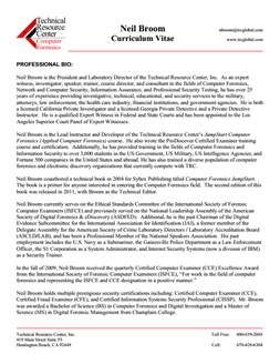 CV for Neil Broom Expert Witness in Computer Forensics Investigations in Wyoming